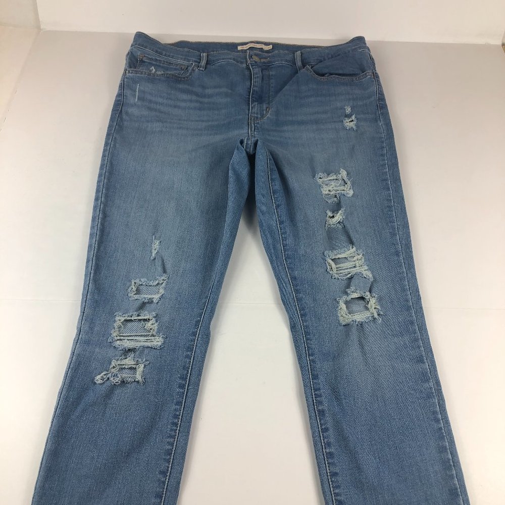 Levi's Jeans Women's 34 720 High Rise Super Skinny Destroyed Blue Stretch Denim